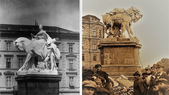 FOTO: Búranie pôvodného súsošia Márie Terézie v roku 1921 bolo podľa očitých svedkov veľkou drámou...