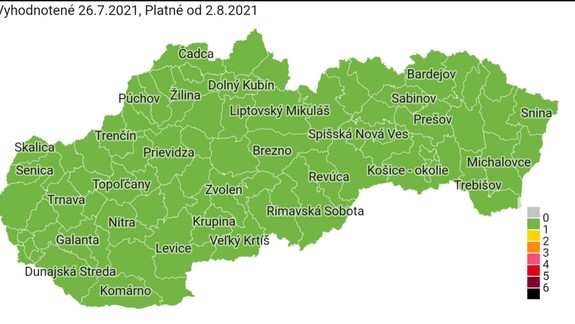 COVID automat: Situácia sa nemení, všetky okresy zostávajú naďalej zelené