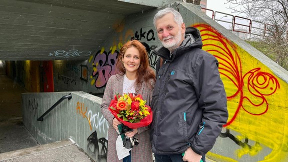 Šťastný koniec: Pán Kafka a slečna Katka sa dnes stretli na mieste, kde cyklista v novembri utrpel vážny úraz hlavy!