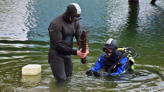Potápači opäť čistili jazero Kuchajda, opäť nechýbali pneumatiky