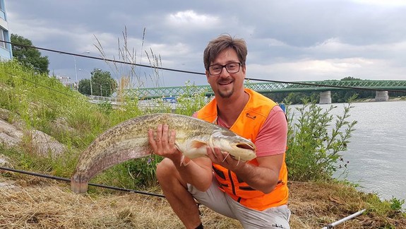 FOTO: Prekvapený rybár Marek – pozrite sa, kto mu pomáhal vytiahnuť z Dunaja sumca