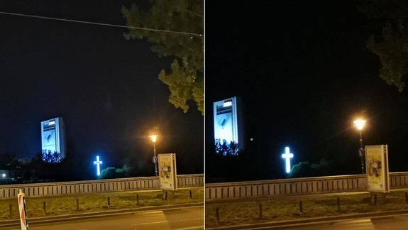 FOTO: Už ste si všimli obrovský kríž, ktorý v noci svieti na mesto z petržalského brehu Dunaja?