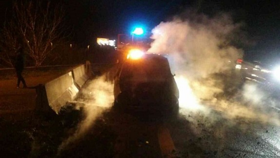 FOTO: Na diaľnici D1 zhorelo auto