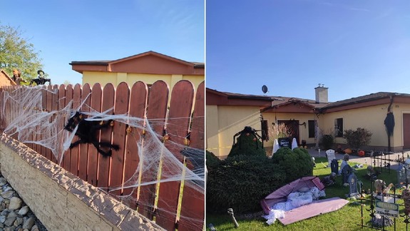 FOTO a VIDEO: Vo dvore majú náhrobky, na plote zavesené lebky, z trávnika trčí ruka a leží tam aj otvorená rakva s mŕtvolou...