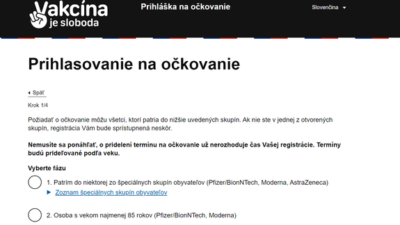Vo štvrtok predpoludním bude dvojhodinová odstávka eVakcinácie a registrácia nebude možná