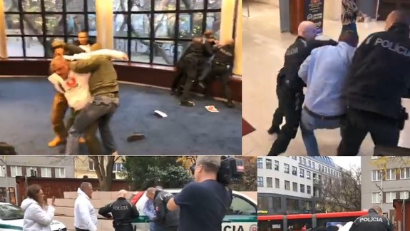 VIDEO: Nahnevaní farmári vtrhli na tlačovku a potom na Obchodnej zápasili s policajtmi!