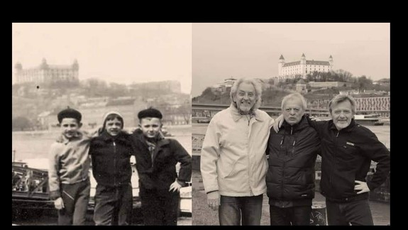 PODARENÁ FOTO: Traja spolužiaci zo základnej školy sa odfotili pri Dunaji po 55 rokoch!