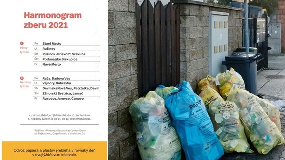 Od septembra bude vrecový zber triedeného odpadu z rodinných domov v celej Bratislave