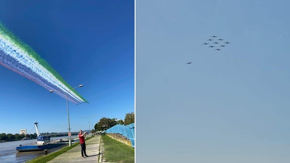 FOTO a VIDEO: Bratislavčanov prekvapili stíhačky nad mestom - na oblohe vytvorili efektnú taliansku trikolóru