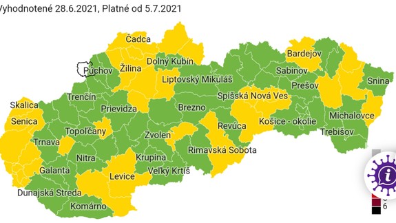 V prvom stupni ostražitosti je od 5. júla 33 okresov