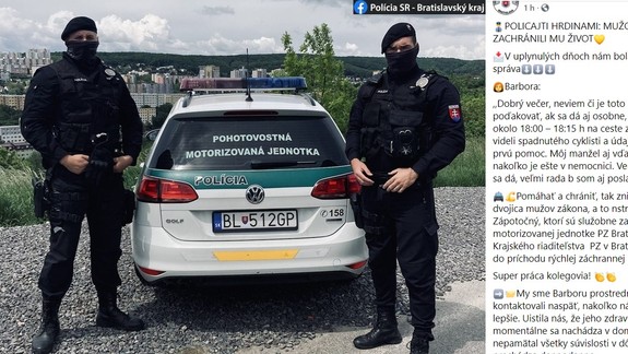 PMJ-čkári našli na ceste zraneného cyklistu a zachránili mu život - jeho manželka ich vypátrala, aby im mohla poďakovať!