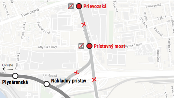 Cez víkend presmerujú MHD linku 87 na sprevádzkovanú Prístavnú ulicu