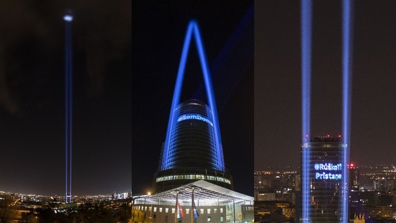 FOTO a VIDEO: Aj vy ste si už zaregistrovali obrovské lúče, ktoré počas noci osvetľujú panorámu Bratislavy?
