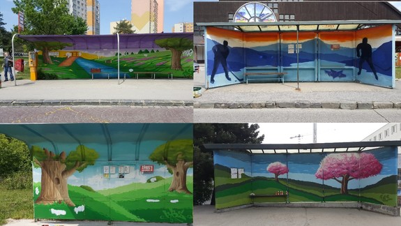 FOTO: Staré prístrešky na zastávkach MHD v Dúbravke získali nový imidž