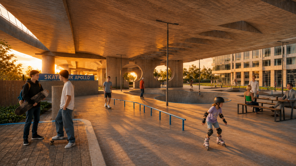 Nevyužitý priestor pod Mostom Apollo premení developer v spolupráci s mestom na nový skatepark
