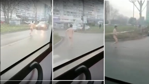 VIDEO: Po ceste v Petržalke behal dnes ráno nahý muž - chvíľu blokoval aj autobus MHD
