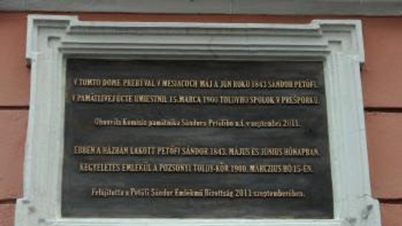 Na Panenskej odhalili tabuľu Sándora Petöfiho