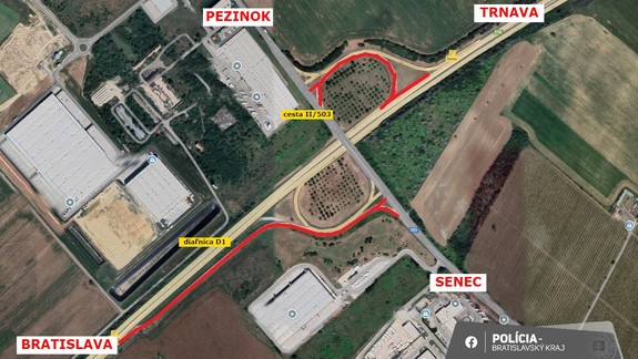 Polícia upozorňuje na dopravné obmedzenie na D1 pri Pezinku a Senci