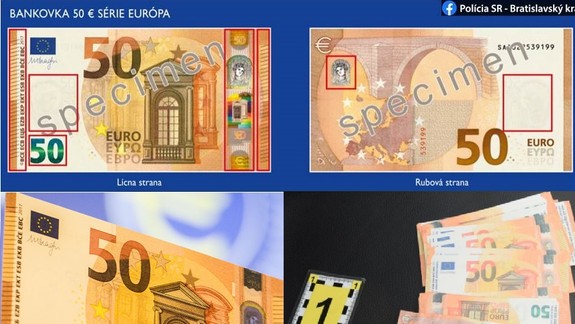 Policajti zadržali muža, ktorý sa pokúsil pustiť do obehu falošné 50-eurové bankovky
