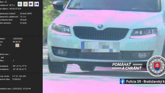 Ponáhľal sa? Vodič škodovky uháňal takmer stovkou na úseku s povolenou 40 km/h