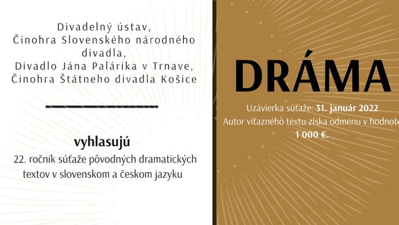 Divadelný ústav vyhlásil 22. ročník súťaže Dráma - na víťaza čaká finančná odmena...