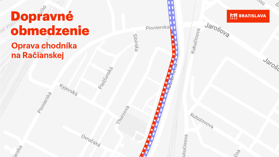 Dočasné obmedzenia: Mesto začne rekonštruovať chodník na Račianskej v smere do mesta
