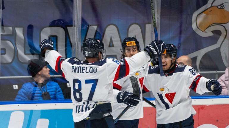 Gólová radosť hráčov HC Slovan Bratislava