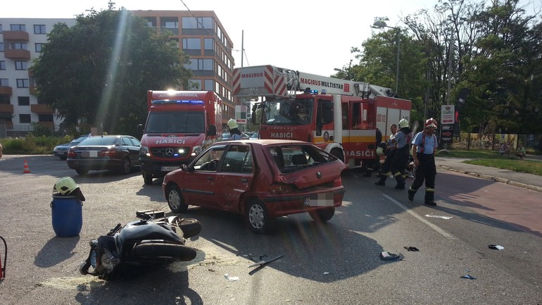 Nehoda motorkára na Trnavskej ceste v Ružinove