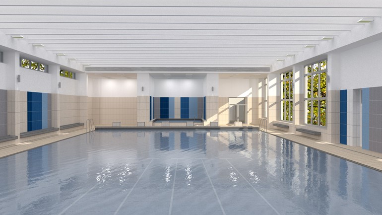 Vizualizácia bazéna v ZŠ v Karlovej Vsi