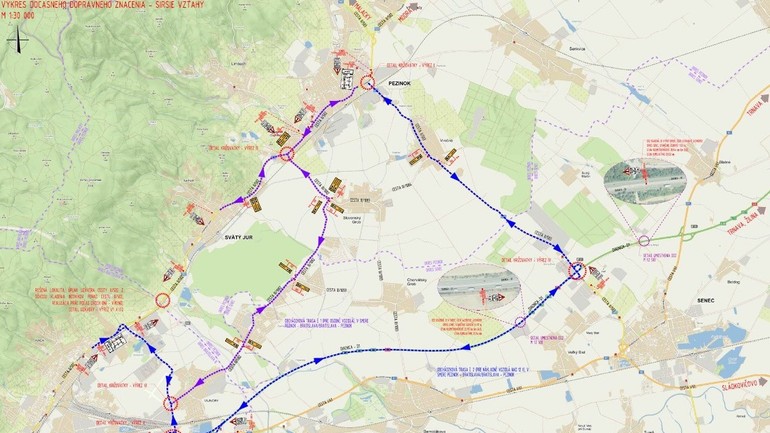 mapa Svätý Jur-rača