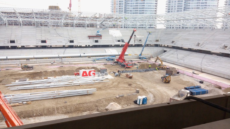 Národný futbalový štadión - hrubá stavba tesne pred dokončením