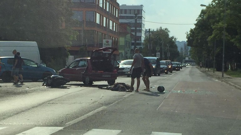 Nehoda motorkára na Trnavskej ceste v Ružinove