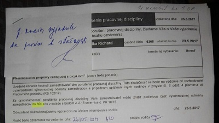 Vodič mhd vysvetľuje, prečo nevzal cestujúcu s bicyklom do nočného autobusu - IMG-20170606-WA0000