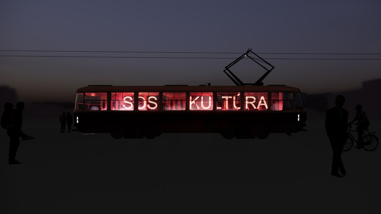 Pohyblivá inštalácia SOS kultúra Biela noc 2020