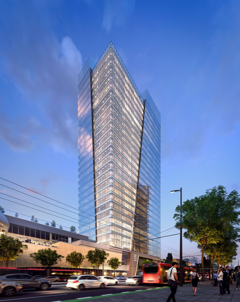 Budova Nivy Tower na rohu Svätoplukovej a ulice Mlynské nivy