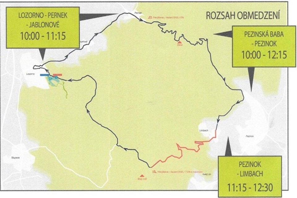 Mapa dopravných obmedzení v PK a MA dňa 18.06.2017