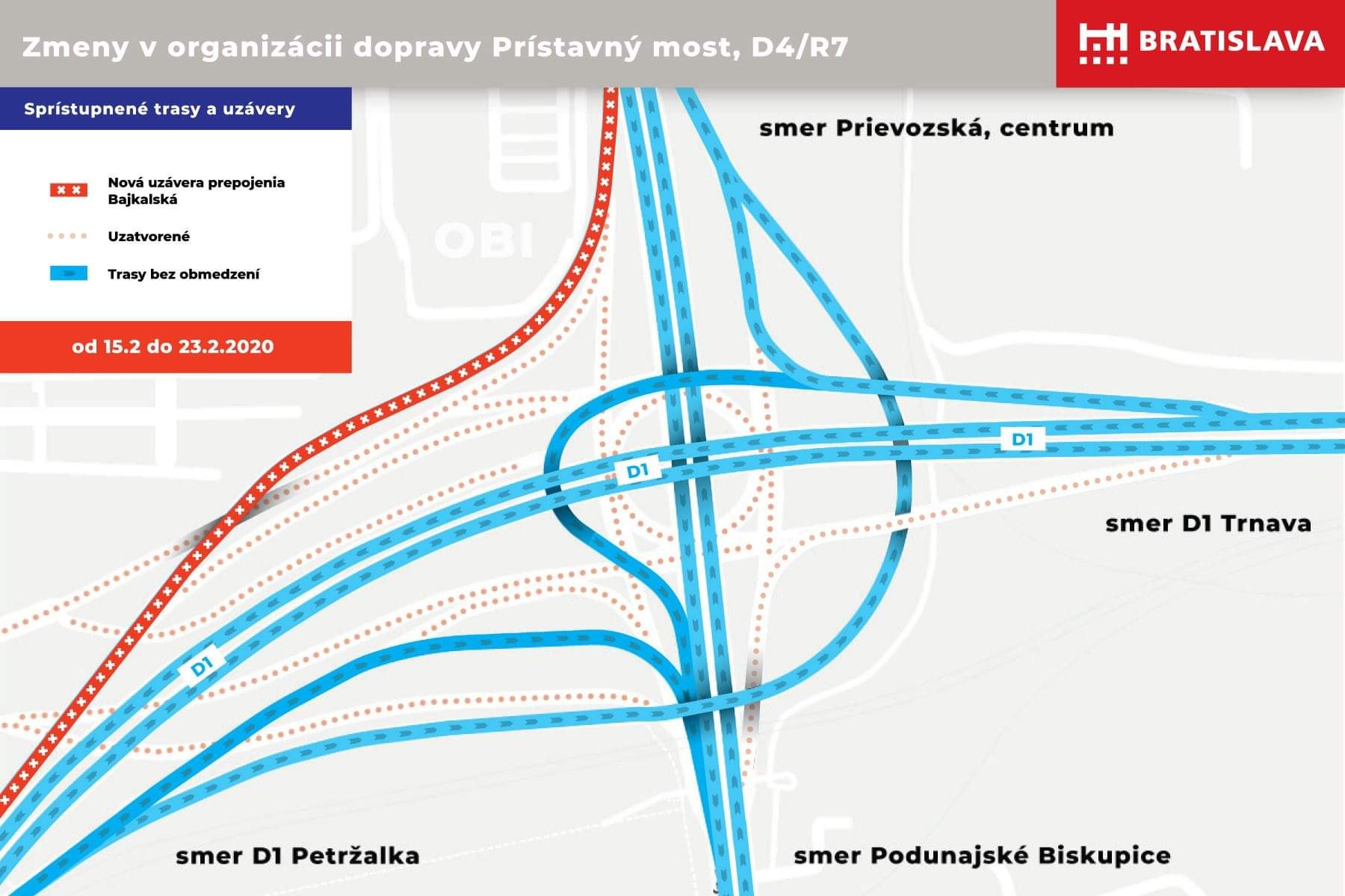 Na Prístavny most sa z Bajkalskej nedostanete